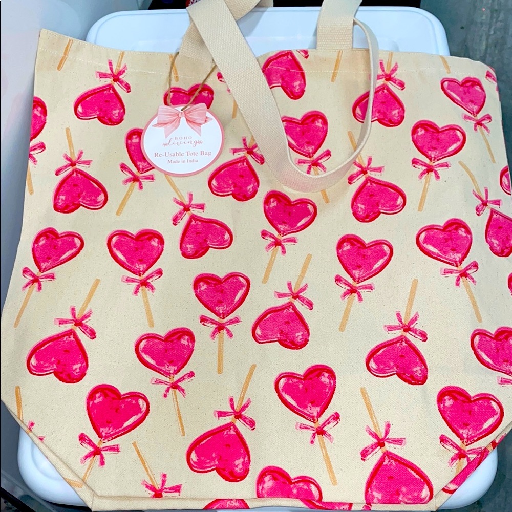 Oversized Pink Heart Lollipop Canvas tote bag